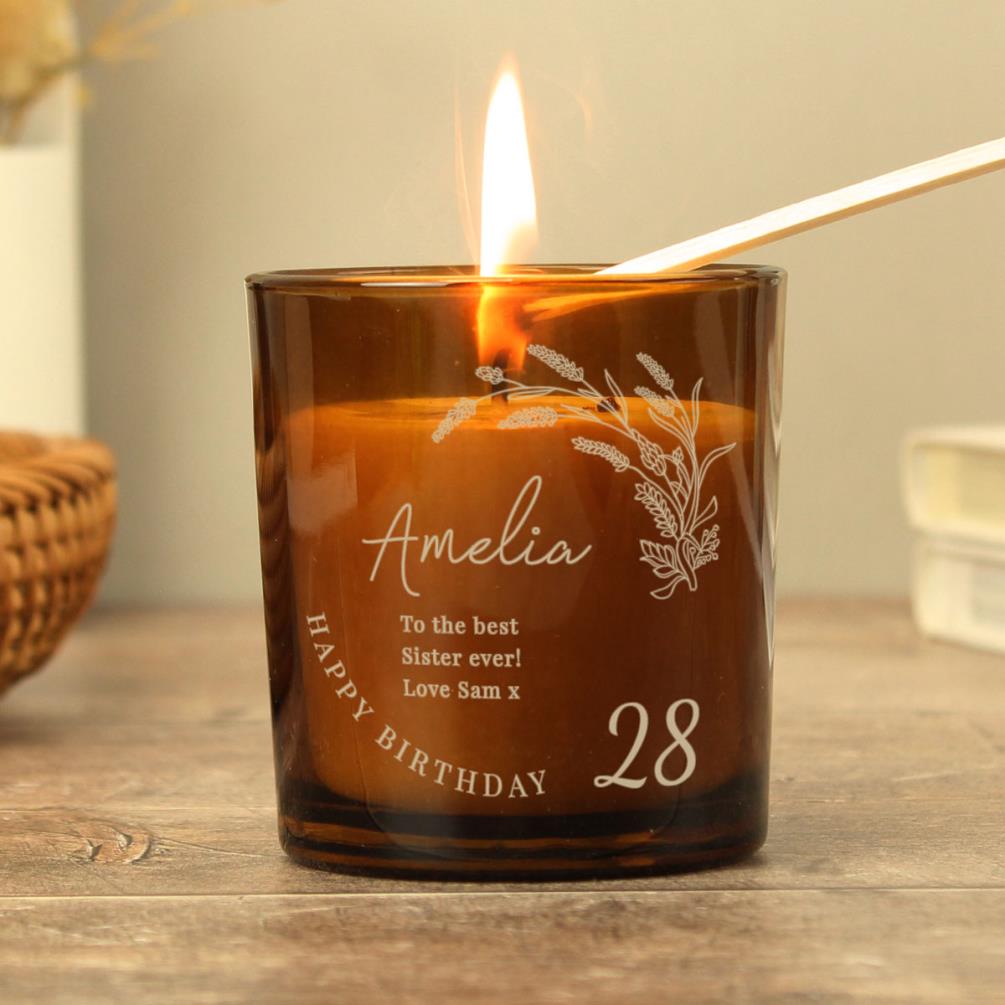 Personalised Birthday Amber Glass Jar Candle Extra Image 2